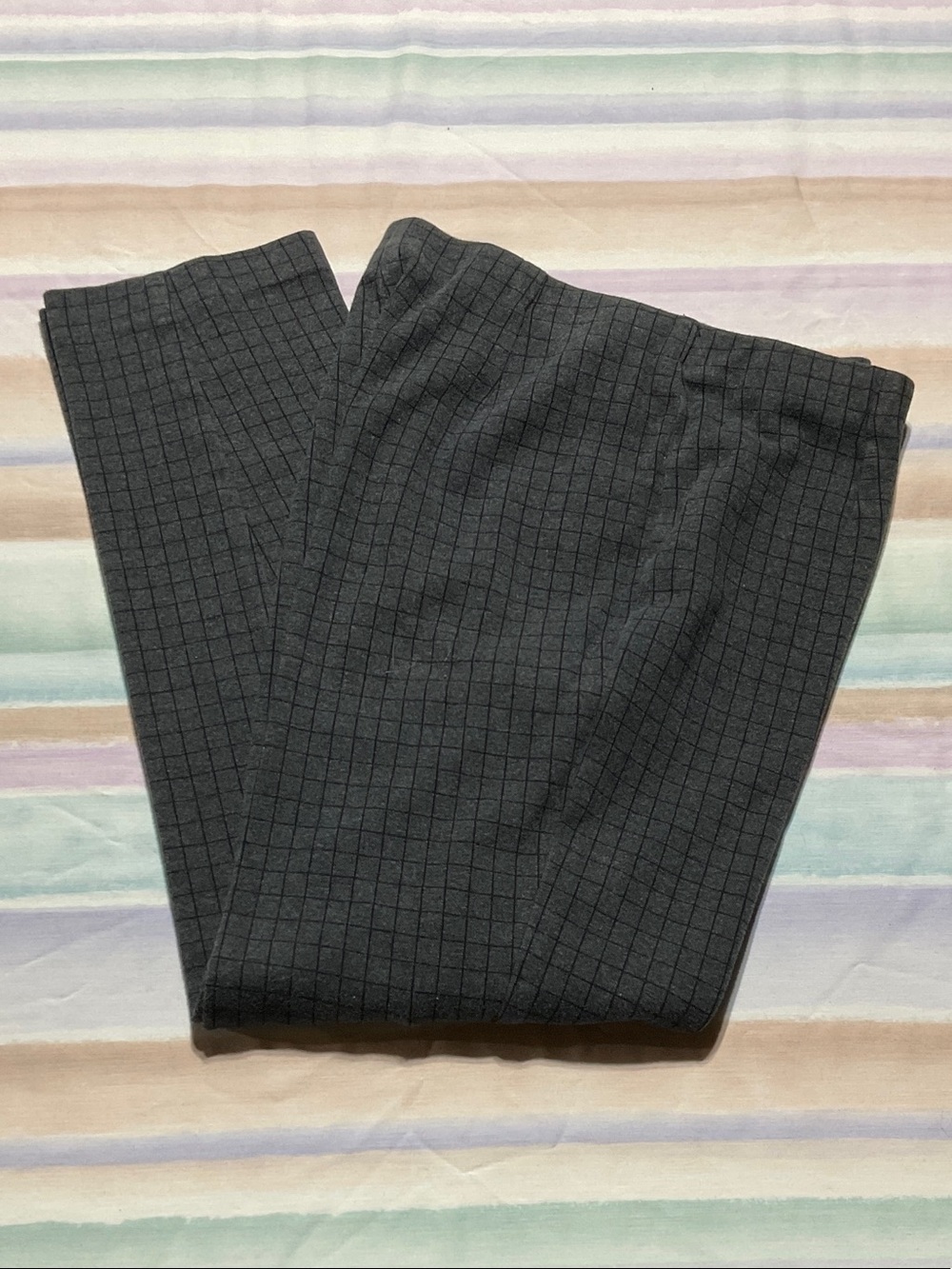 J. Jill Size M Women’s Straight Leg Grid-Pattern Pants in Dark Gray